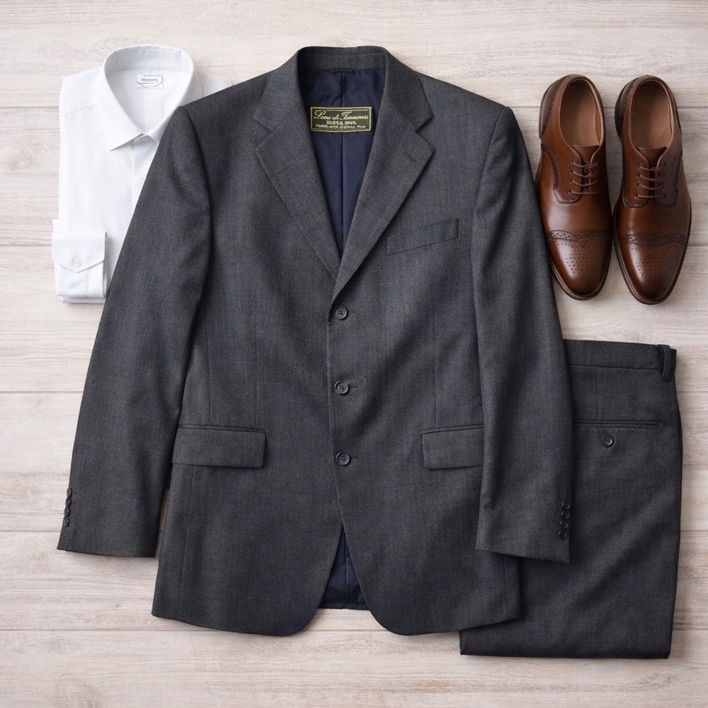 Nino Bertini Men's 42R‎ Charcoal Grey Super 100s Italian Wool Blazer Lightweight
